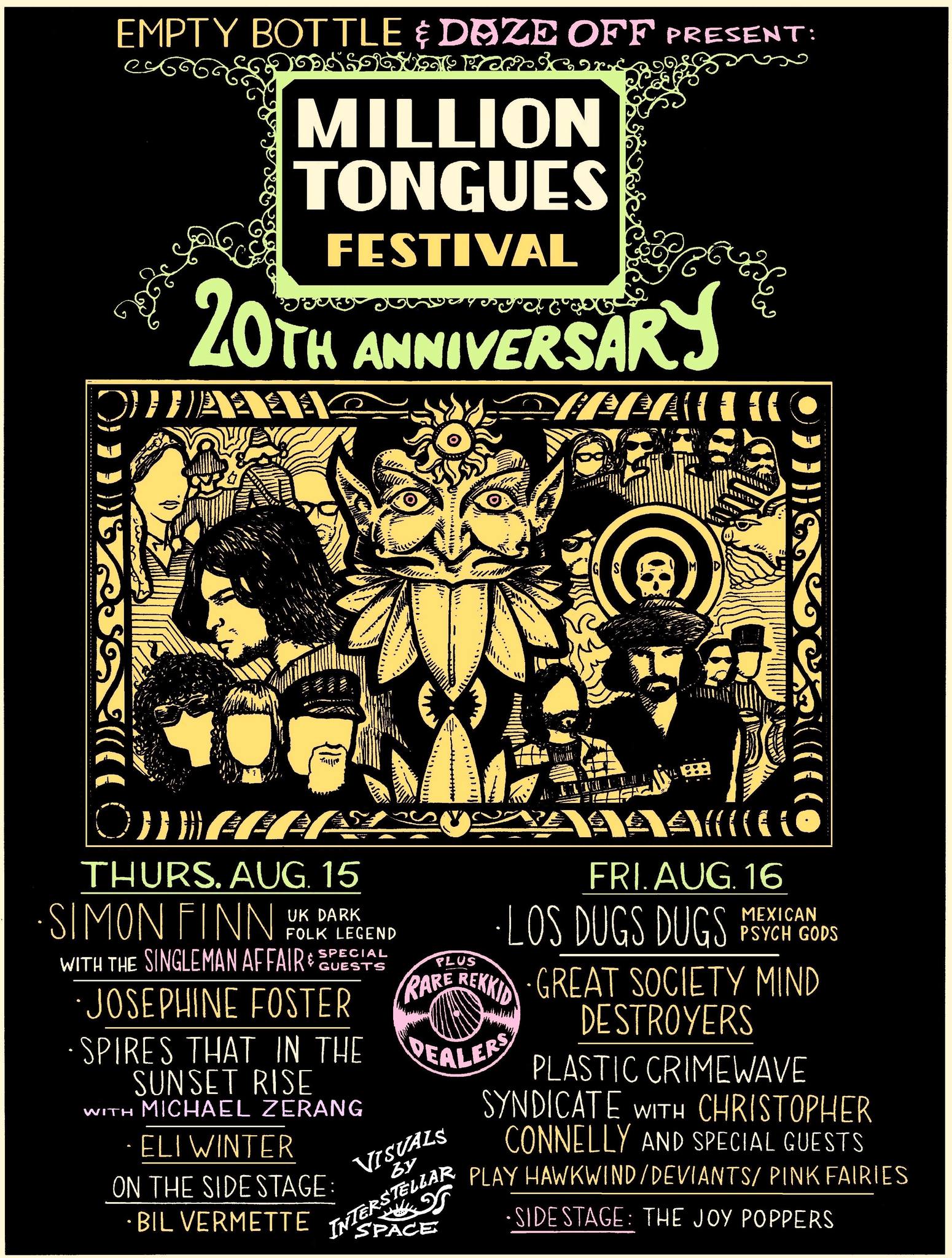 Million Tongues Festival 20th Anniversary Poster by Steven Krakow